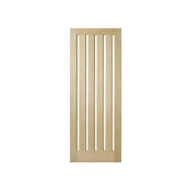 Corinthian Blonde Oak AWO 5VG Vertical Glazed Timber Door - Just Doors QLD