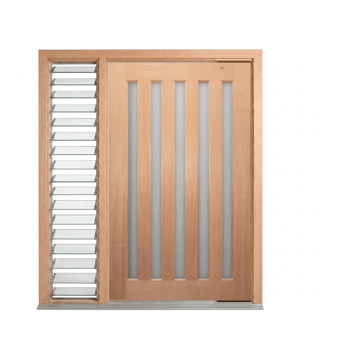 Five-Lite Vertical Glass Timber Door 2340mm – Pre-Hung - Just Doors QLD