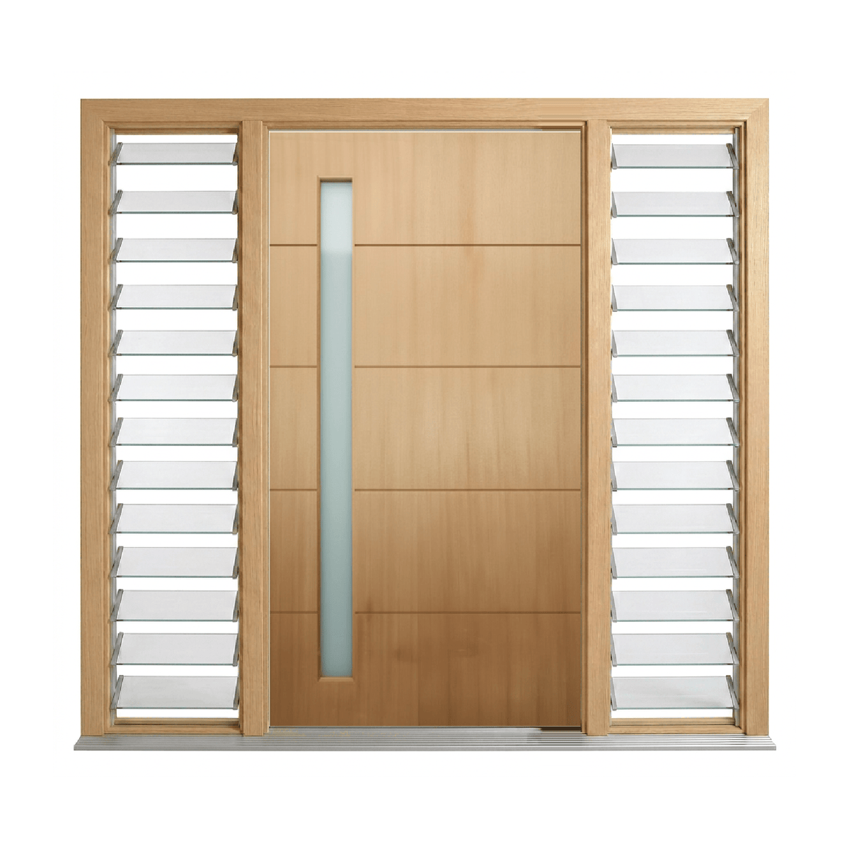 Four-Groove Vertical Glass Timber Door 2040mm – Supplied & Installed