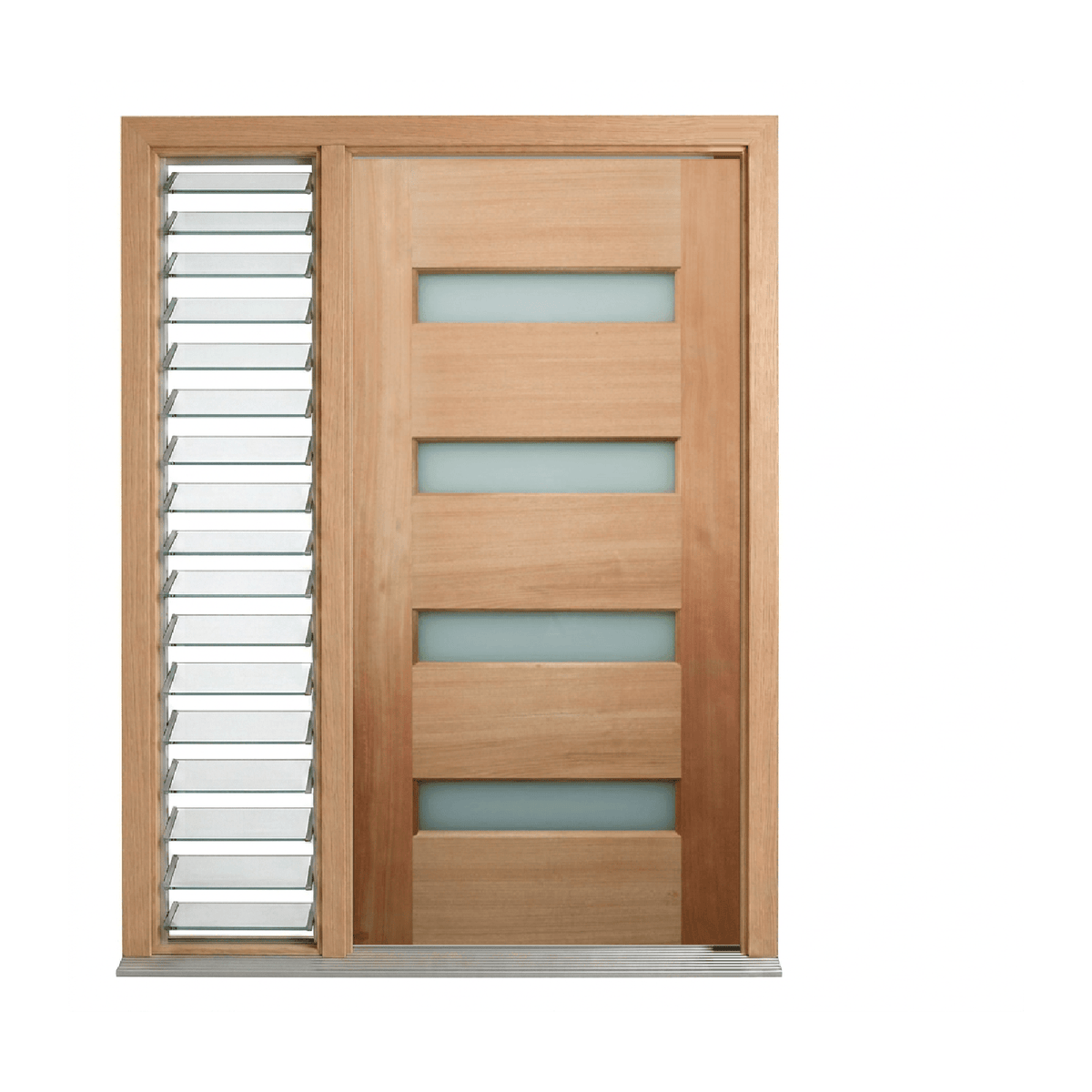 Four-Lite Horizontal Glass Timber Door 2340mm – Pre-Hung