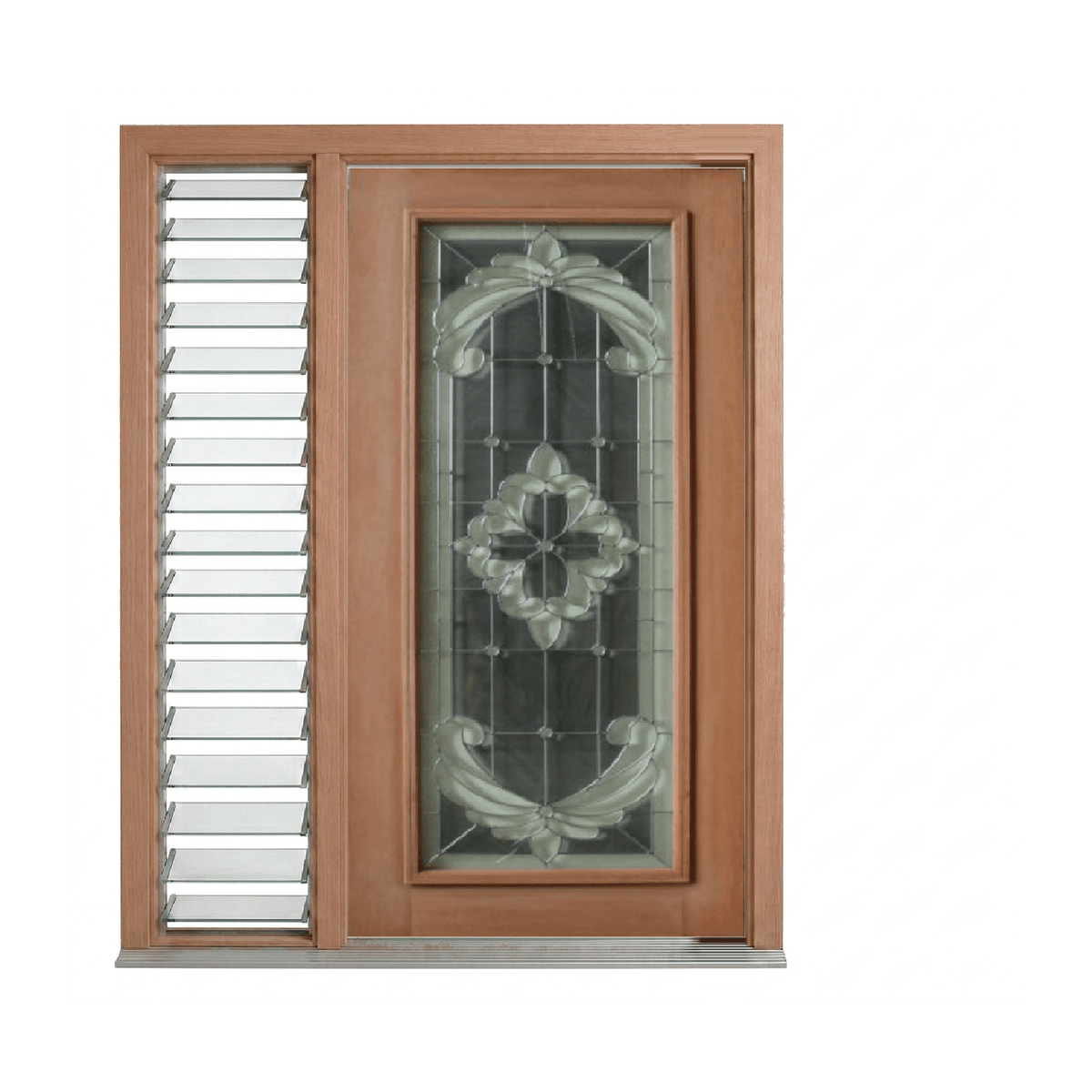 Grey Flower Triple Glazed Leadlight Door – TG-Grey Flower 2040mm – Pre-Hung