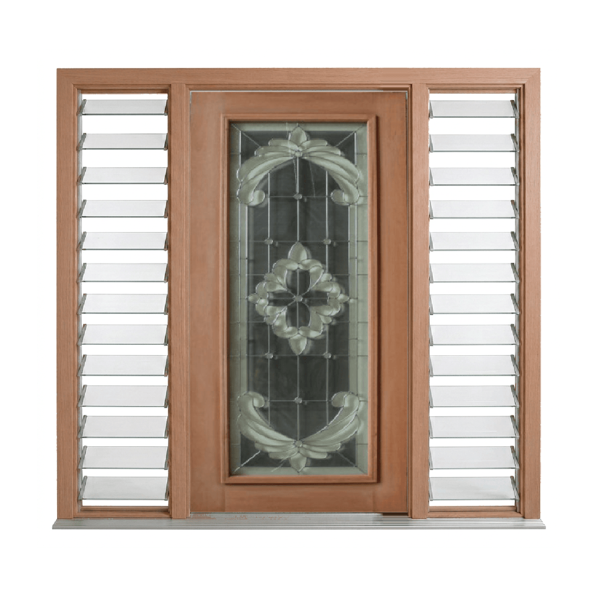 Grey Flower Triple Glazed Leadlight Door – TG-Grey Flower 2040mm – Pre-Hung