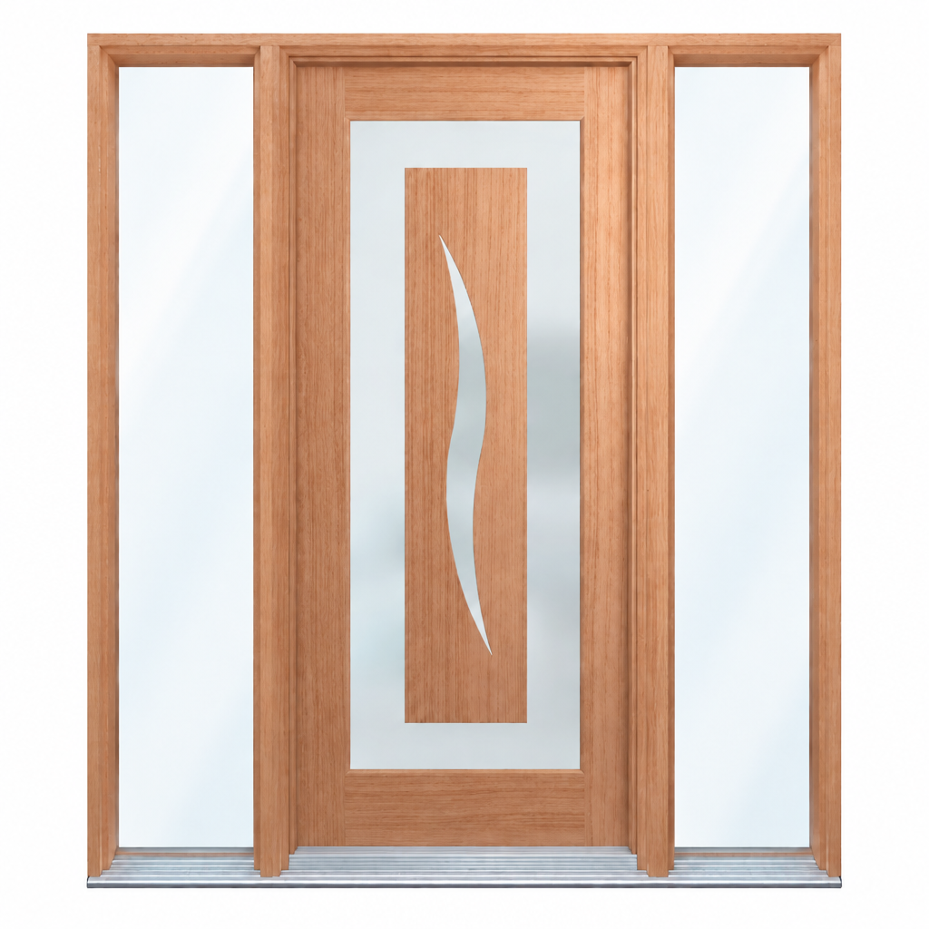 GS- Illusion door with glass sidelights both sides