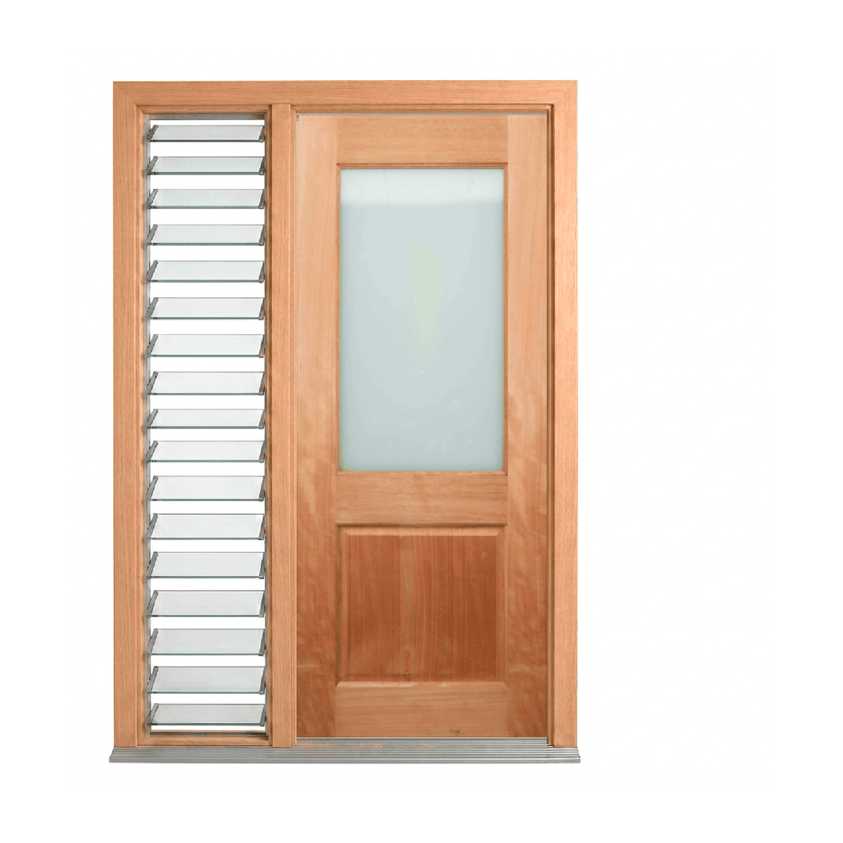 Half-Glass Two-Panel Timber Door 2040mm – Pre-Hung