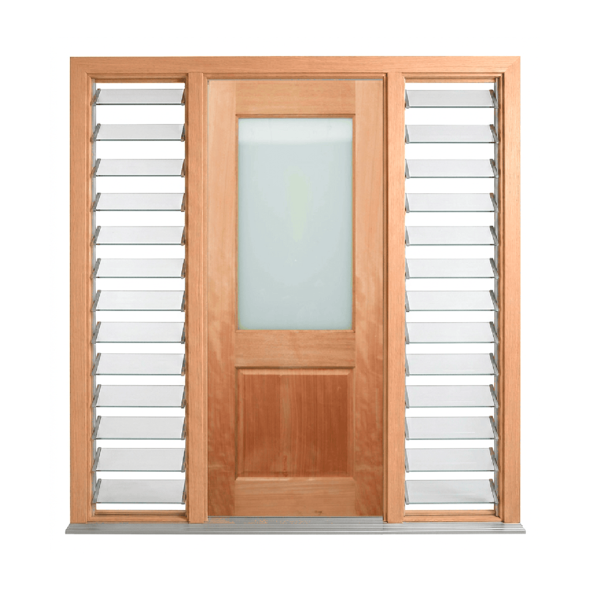 Half-Glass Two-Panel Timber Door 2040mm – Pre-Hung