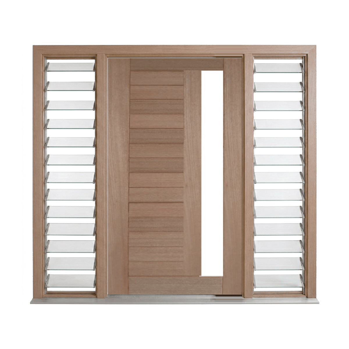 Horizontal Plank 1 Lite Timber Entrance Door – GD-15H1V 2040 & 2340mm – Supplied & Installed