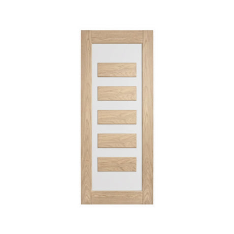 Lumina White Oak ALUM 5 Entrance Door - Just Doors QLD
