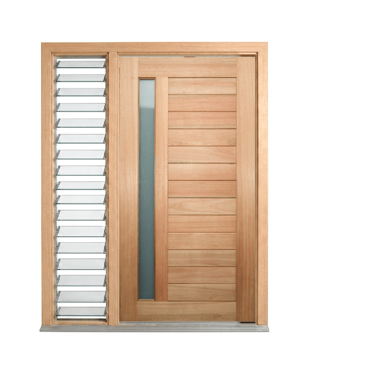 Solid Meranti Horizontal Glazed Door 2040mm – Pre-Hung