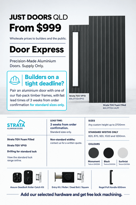 Strata TGV Aluminium Door – Supply Only – Door Express - Just Doors QLD
