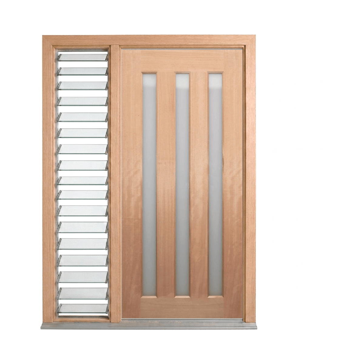 Three-Lite Vertical Glass Timber Door 2040mm – Pre-Hung