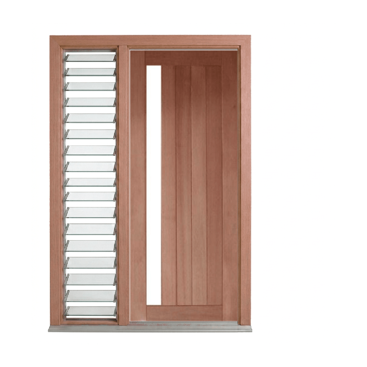 Vertical Plank 1 Lite Timber Entrance Door – GD-5V1 – WS Wide Style 2340mm – Pre-Hung