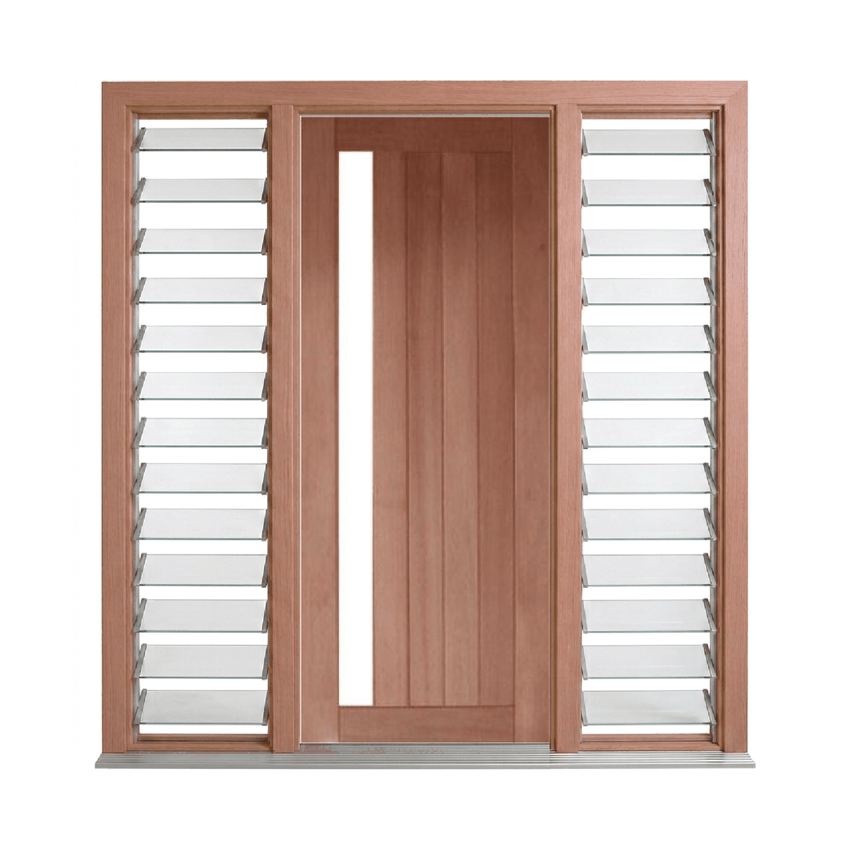 Vertical Plank 1 Lite Timber Entrance Door – GD-5V1 – WS Wide Style 2340mm – Pre-Hung
