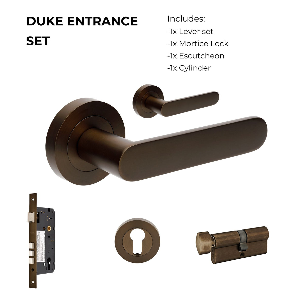 Zanda Duke - Ember Bronze Door Handles - Just Doors QLD