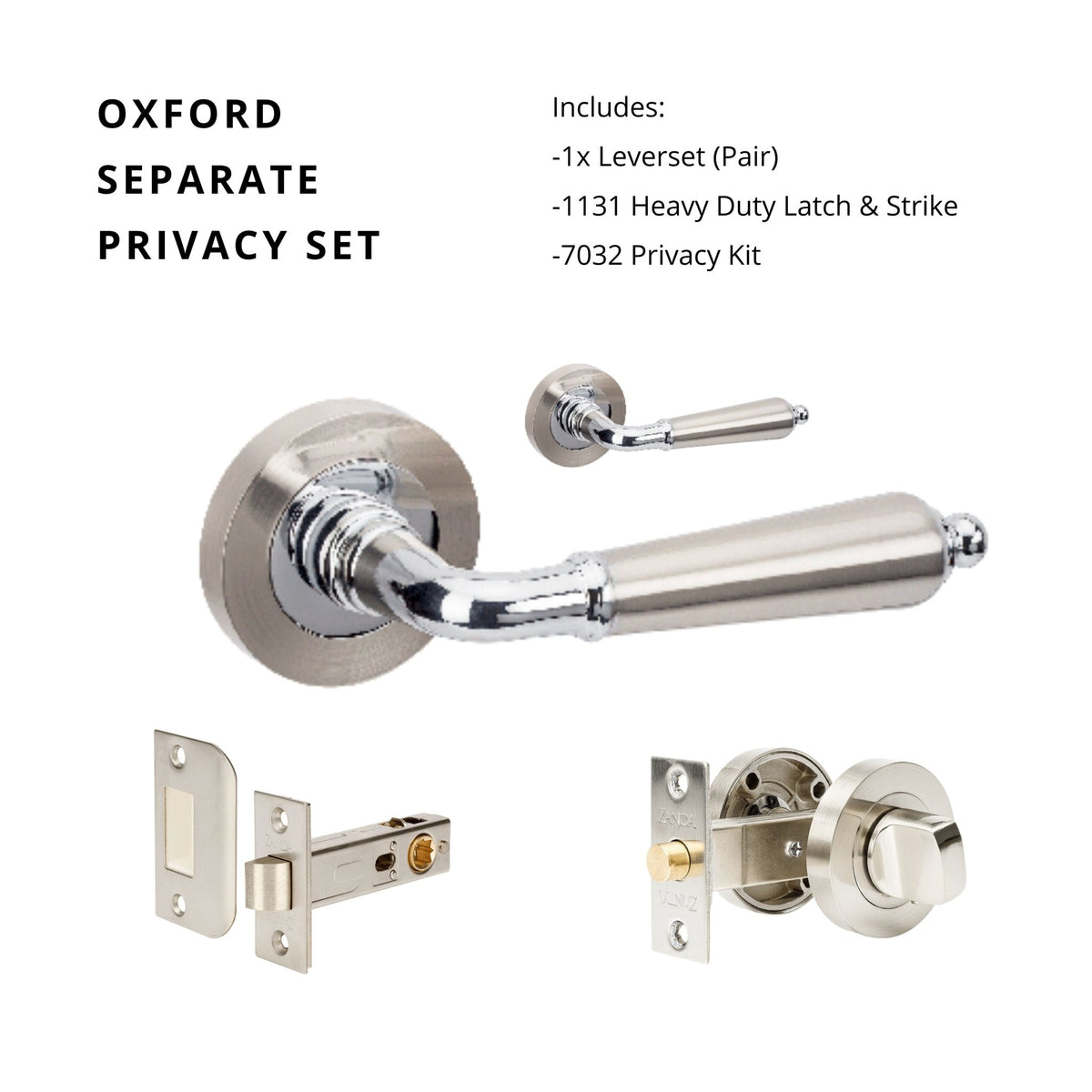 Zanda Oxford - Brushed Nickel / Chrome Plate - Just Doors QLD