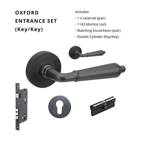 Zanda Oxford - Matt Black Door Handles - Just Doors QLD
