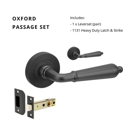 Zanda Oxford - Matt Black Door Handles - Just Doors QLD