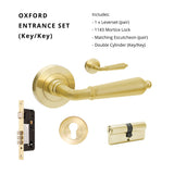 Zanda Oxford - Satin Brass Door Handles - Just Doors QLD