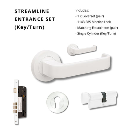 Zanda Streamline - Matt White Door Handles - Just Doors QLD