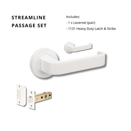 Zanda Streamline - Matt White Door Handles - Just Doors QLD
