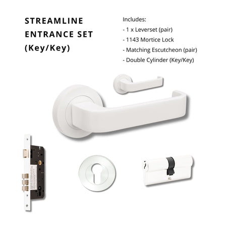 Zanda Streamline - Matt White Door Handles - Just Doors QLD