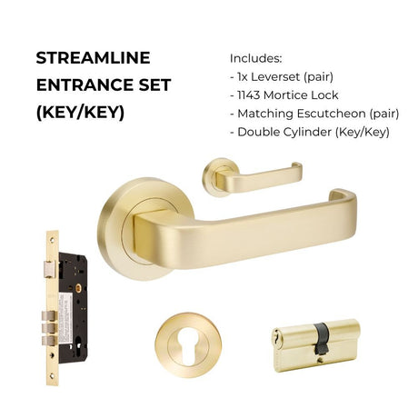Zanda Streamline - Satin Brass - Just Doors QLD