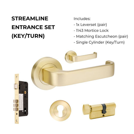 Zanda Streamline - Satin Brass - Just Doors QLD