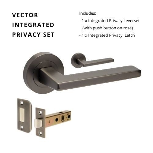 Zanda Vector - Graphite Nickel Door Handles - Just Doors QLD