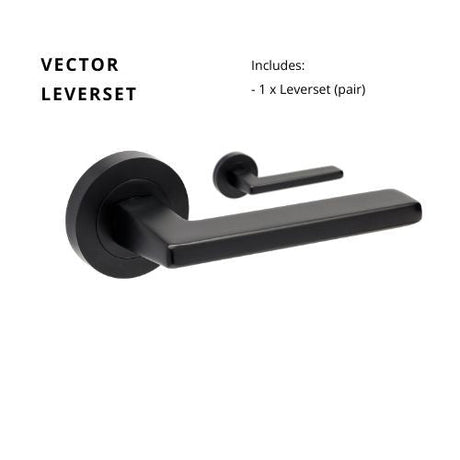 Zanda Vector - Matt Black Door Handles - Just Doors QLD