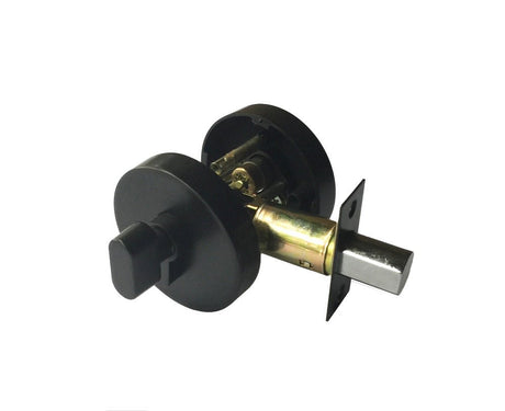 D2- Round Matte Black Slimline Round Single Cylinder Deadbolt - Just Doors QLD