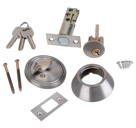 D6- Single Cylinder Brushed Nickel Deadbolt - Just Doors QLD