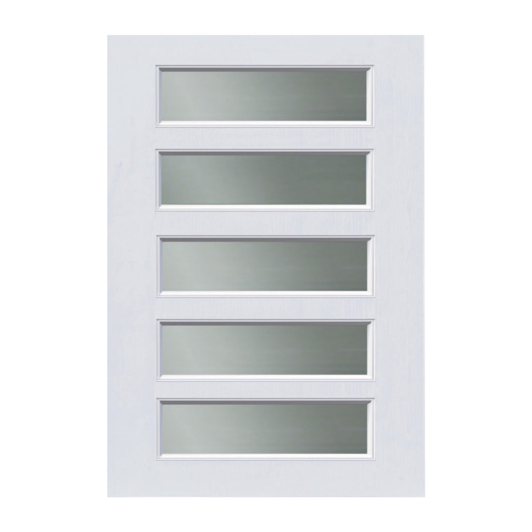White 5 lite Horizontal 820 x 2040 x 40 Fibreglass Door (white woodgrain) INSTALLED PACKAGE