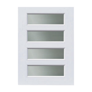 White 4 lite Horizontal 820 x 2040 x 40 Fibreglass Door (white woodgrain) INSTALLED PACKAGE