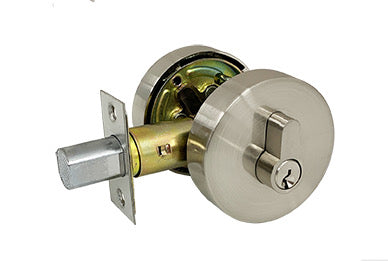 D2- Round Satin Nickel Slimline Round Single Cylinder Deadbolt