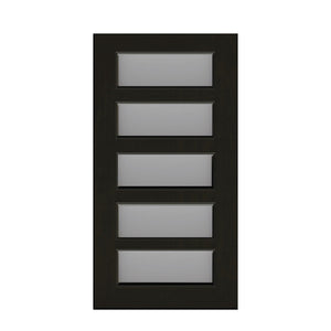 BLACK 5 lite Horizontal 820 x 2040 x 40 Fibreglass Door (BLACK woodgrain) INSTALLED PACKAGE