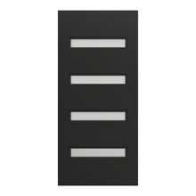 Load image into Gallery viewer, BLACK 4 lite horizontal 820 x 2040 Fibreglass Entrance door (smooth skin) INSTALLED PACKAGE