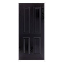 Load image into Gallery viewer, BLACK Franklyn 4 Panel 820 x 2040 Fibreglass Entrance door INSTALLED PACKAGE