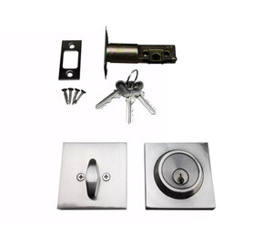 D1- Astor Satin Nickel Slimline Square Single Cylinder Deadbolt