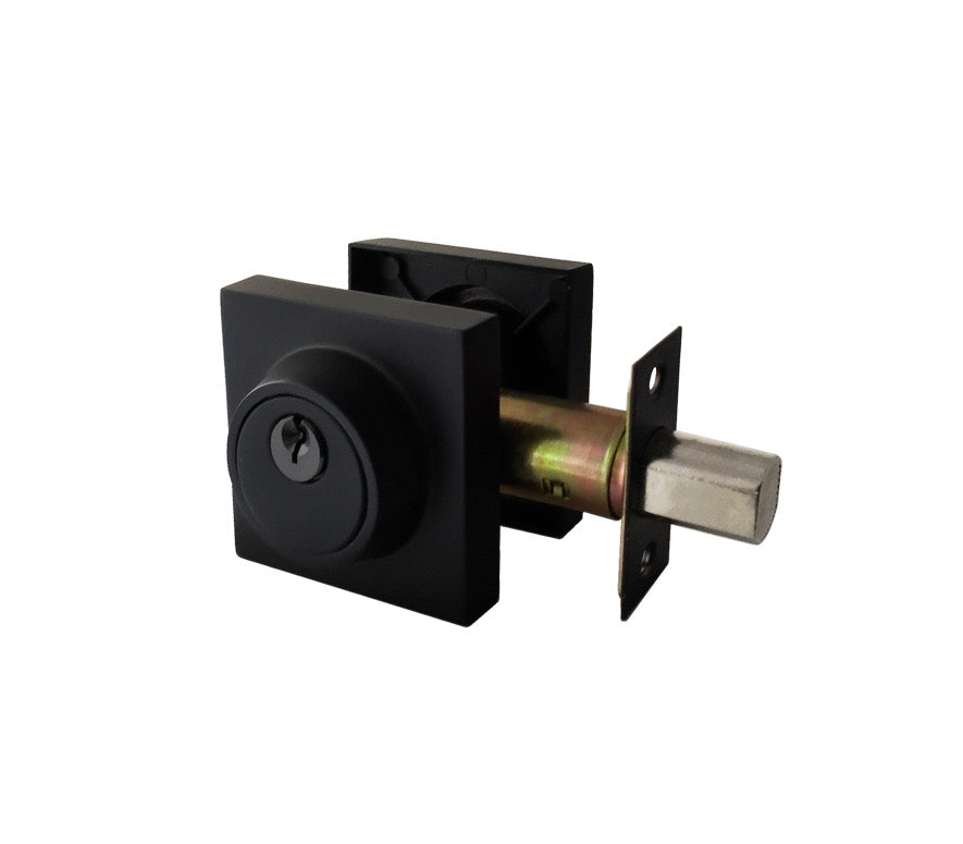 D1- Astor Matte Black Slimline Square Double Cylinder Deadbolt