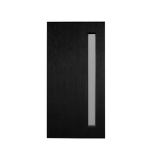 Load image into Gallery viewer, Black 1 lite Vertical 820 x 2040 x 40 Fibreglass Door (BLACK woodgrain) INSTALLED PACKAGE