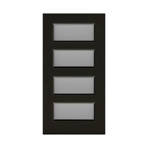 BLACK 4 lite Horizontal 820 x 2040 x 40 Fibreglass Door (BLACK woodgrain) INSTALLED PACKAGE