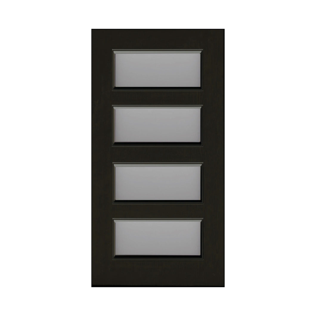 BLACK 4 lite Horizontal 820 x 2040 x 40 Fibreglass Door (BLACK woodgrain) INSTALLED PACKAGE