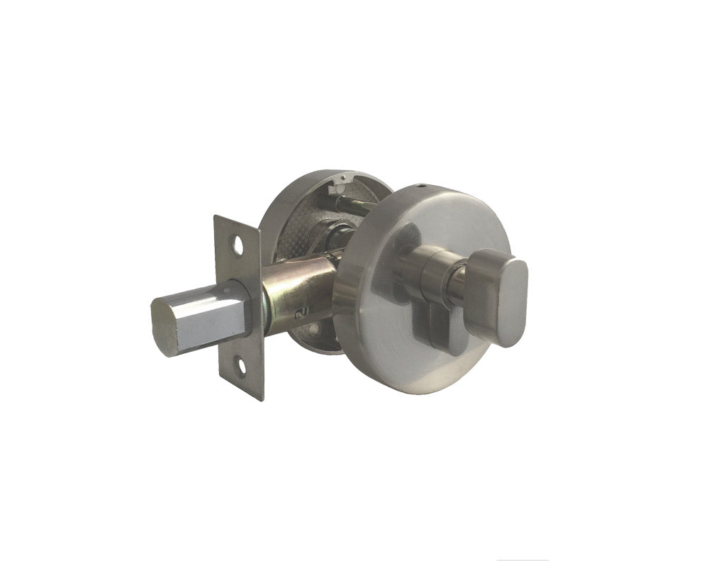 D2- Round Satin Nickel Slimline Round Single Cylinder Deadbolt