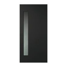 Load image into Gallery viewer, BLACK 1 lite Vertical 820 x 2040 Fibreglass Entrance door (smooth skin) INSTALLED PACKAGE