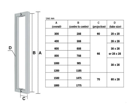 JD1- 1000mm brushed Stainless Steel Finish - Just Doors QLD