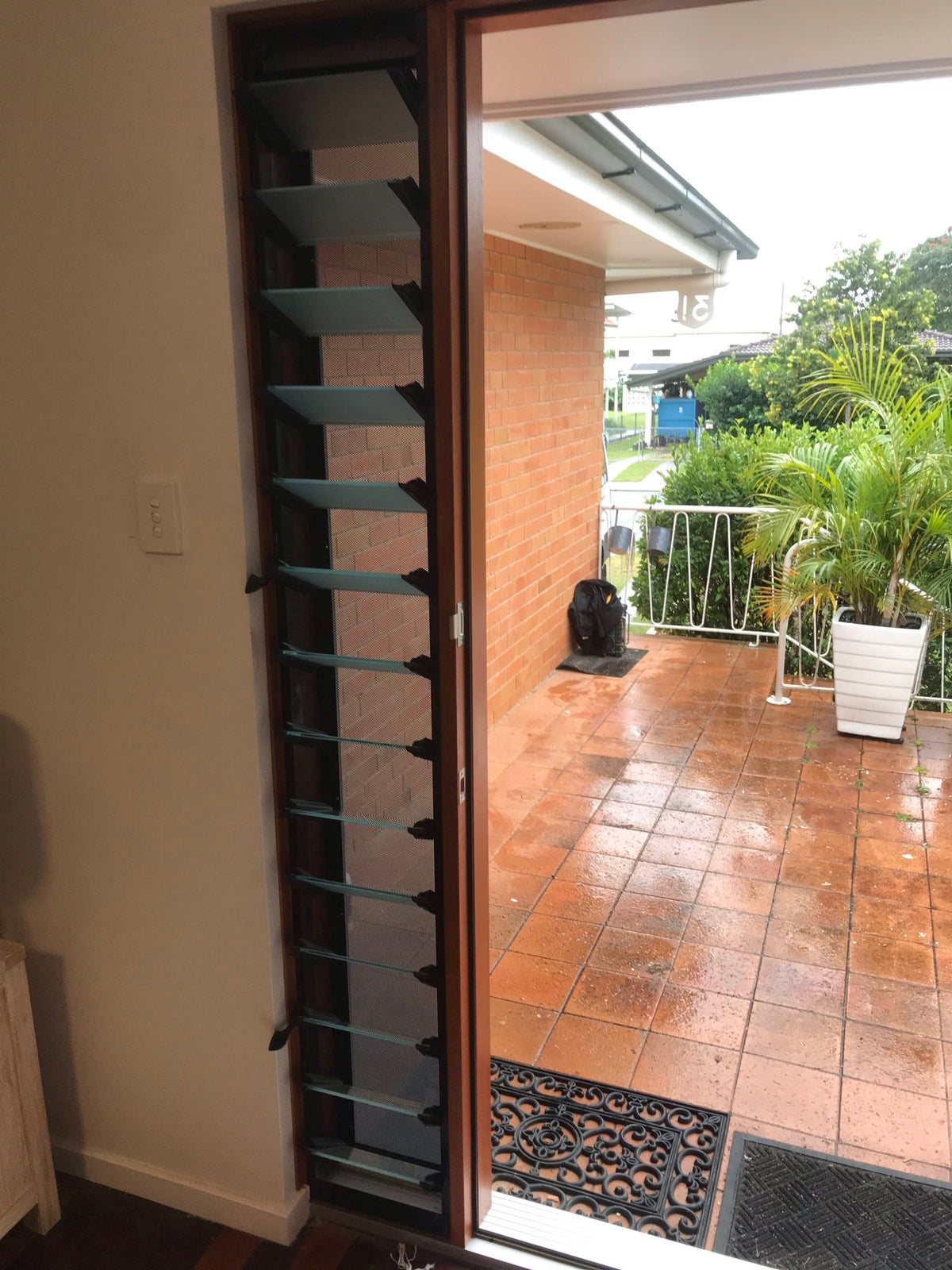 Louvred sidelight security screens - Just Doors QLD