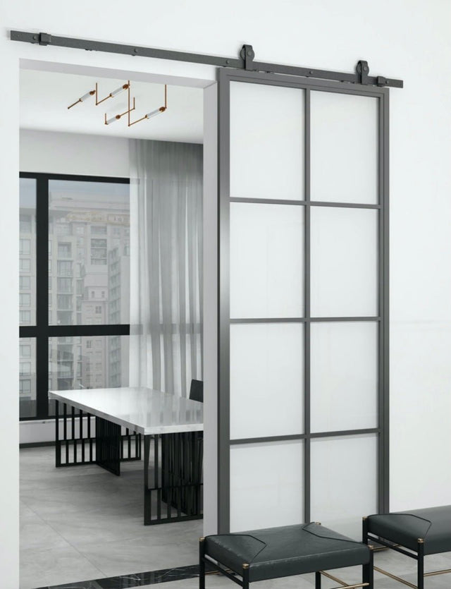 MB1- 8 lite Metal Barn Door - Just Doors QLD