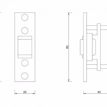 T37- Roller Bolt, door hardware - Just Doors QLD