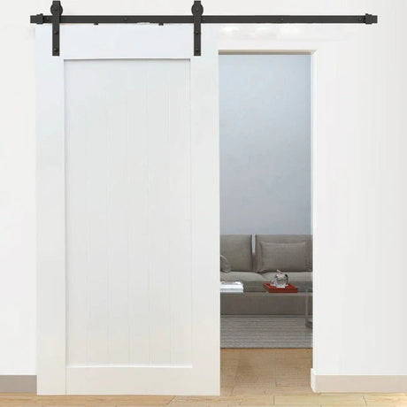 White Vertical Plank Barn Door - Just Doors QLD